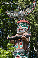 Detail of a totem pole at Stanley Park, Vancouver, BC