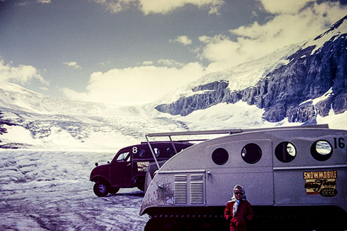 Jenny and the Snowmobiles, Athabasca Glacier, Columbia Icefields, Jasper National Park, AB