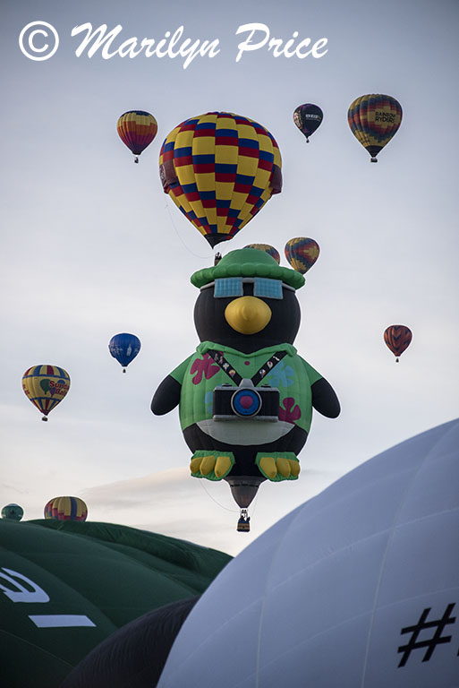 Some of the shape balloons join the others at launch, International Balloon Fiesta, Albuquerque, NM