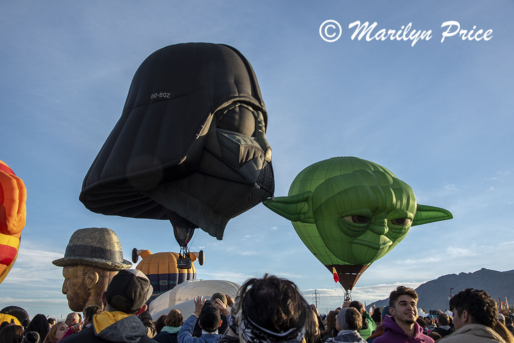 Some of the shape balloons join the others at launch, International Balloon Fiesta, Albuquerque, NM