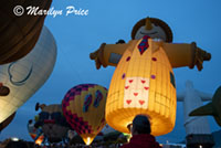 Scarecrow and flip-flop balloons, Special shapes balloon glow, International Balloon Fiesta, Albuquerque, NM