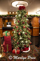 Christmas tree in hotel lobby, Queen Mary, Long Beach, CA