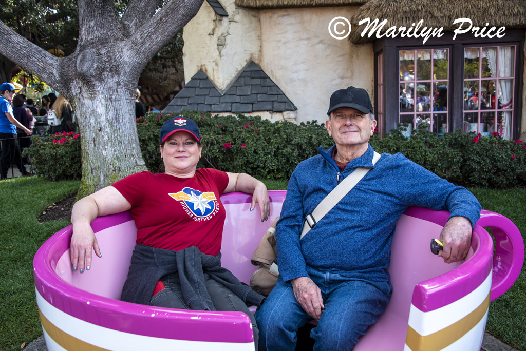 Kelly and Carl in a Tea Cup, Fantasyland, Disneyland Park, Anaheim, CA