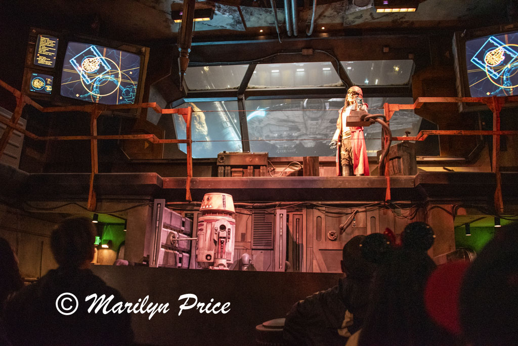 in the queue line for Smuggler's Run, Star Wars Galaxy's Edge, Disneyland Park, Anaheim, CA