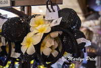Mouse ears with plumeria, Adventureland, Disneyland Park, Anaheim, CA