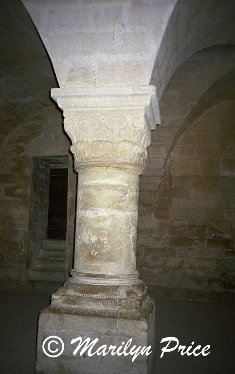 Well preserved column in the castle ruins of Les Baux, France