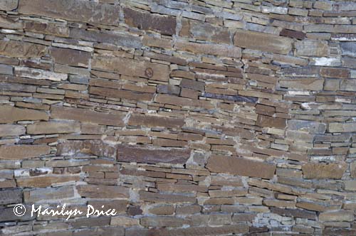 Rock patterns in a wall of Hungo Pavi Pueblo, Chaco Culture National Historic Park, NM
